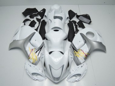 2008-2020 White and Silver GSXR 1300 Hayabusa Motorcycle Fairings