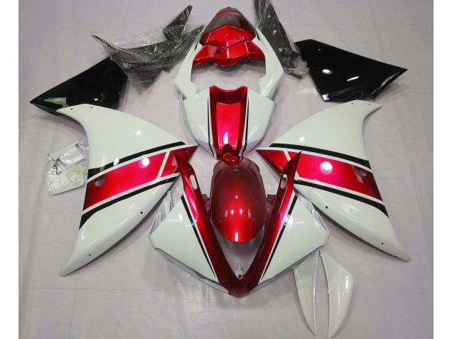 2009-2011 Gloss White and Metallic Red R1 Motorcycle Fairings 2009-2011 Gloss White and Metallic Red R1 Motorcycle Fairings