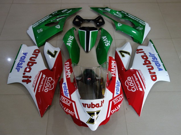 2011-2014 Gloss White / Red / Green Ducati 1199 Motorcycle Fairings 2011-2014 Gloss White / Red / Green Ducati 1199 Motorcycle Fairings