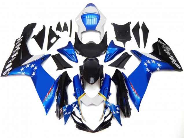 2011-2024 Blue Style With Red Stars GSXR 600-750 Motorcycle Fairings 2011-2024 Blue Style With Red Stars GSXR 600-750 Motorcycle Fairings