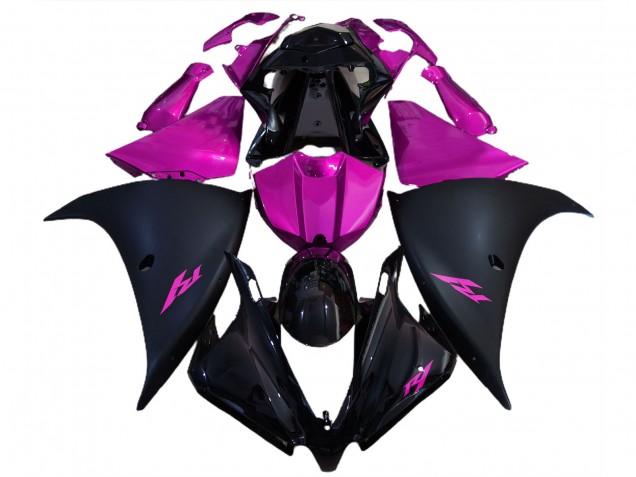 2012-2014 Matte Black and Pink R1 Motorcycle Fairings 2012-2014 Matte Black and Pink R1 Motorcycle Fairings