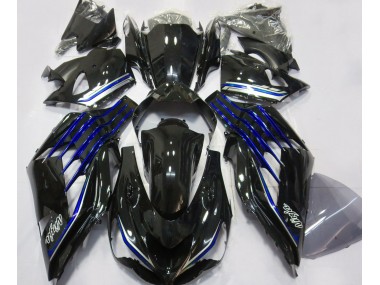 2012-2021 Gloss Black & Blue ZX14R Motorcycle Fairings