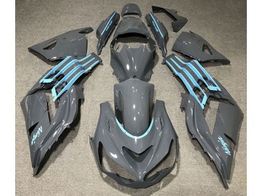 2012-2021 Gloss Grey & Light Blue ZX14R Motorcycle Fairings