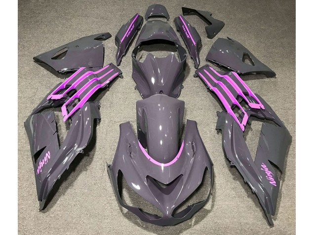 2012-2021 Nardo Grey & Pink ZX14R Motorcycle Fairings 2012-2021 Nardo Grey & Pink ZX14R Motorcycle Fairings
