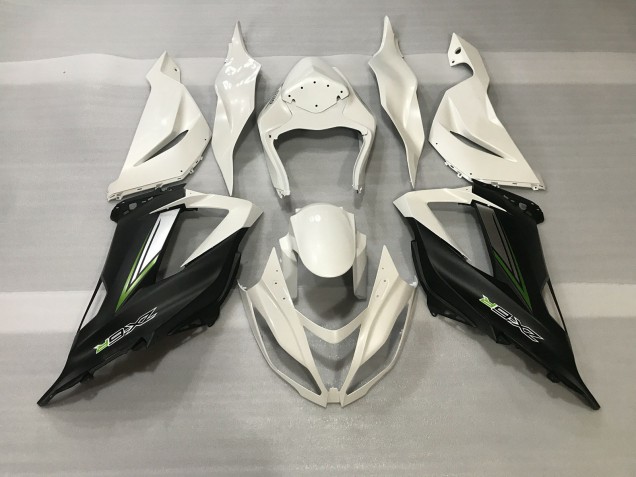 2013-2018 Crystal White & Satin Black ZX6R Motorcycle Fairings 2013-2018 Crystal White & Satin Black ZX6R Motorcycle Fairings