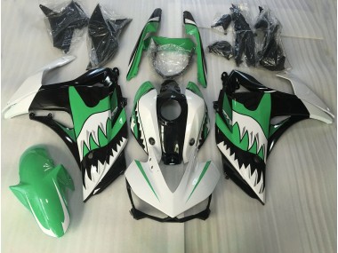 2015-2018 Green and White Shark R3 Motorcycle Fairings