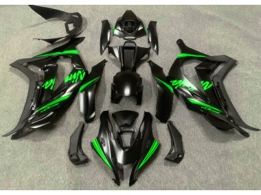 2016-2019 Satin Black & Green ZX10R Motorcycle Fairings