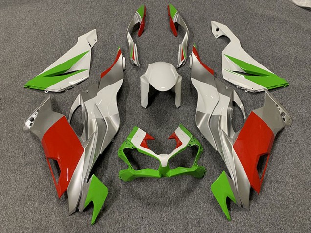 2019-2023 Custom Red / Green and Silver ZX6R Motorcycle Fairings 2019-2023 Custom Red / Green and Silver ZX6R Motorcycle Fairings