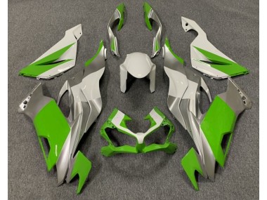 2019-2023 Gloss Green White and Silver ZX6R Motorcycle Fairings