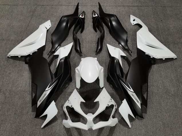 2019-2023 Matte Pearl White and Black ZX6R Motorcycle Fairings 2019-2023 Matte Pearl White and Black ZX6R Motorcycle Fairings